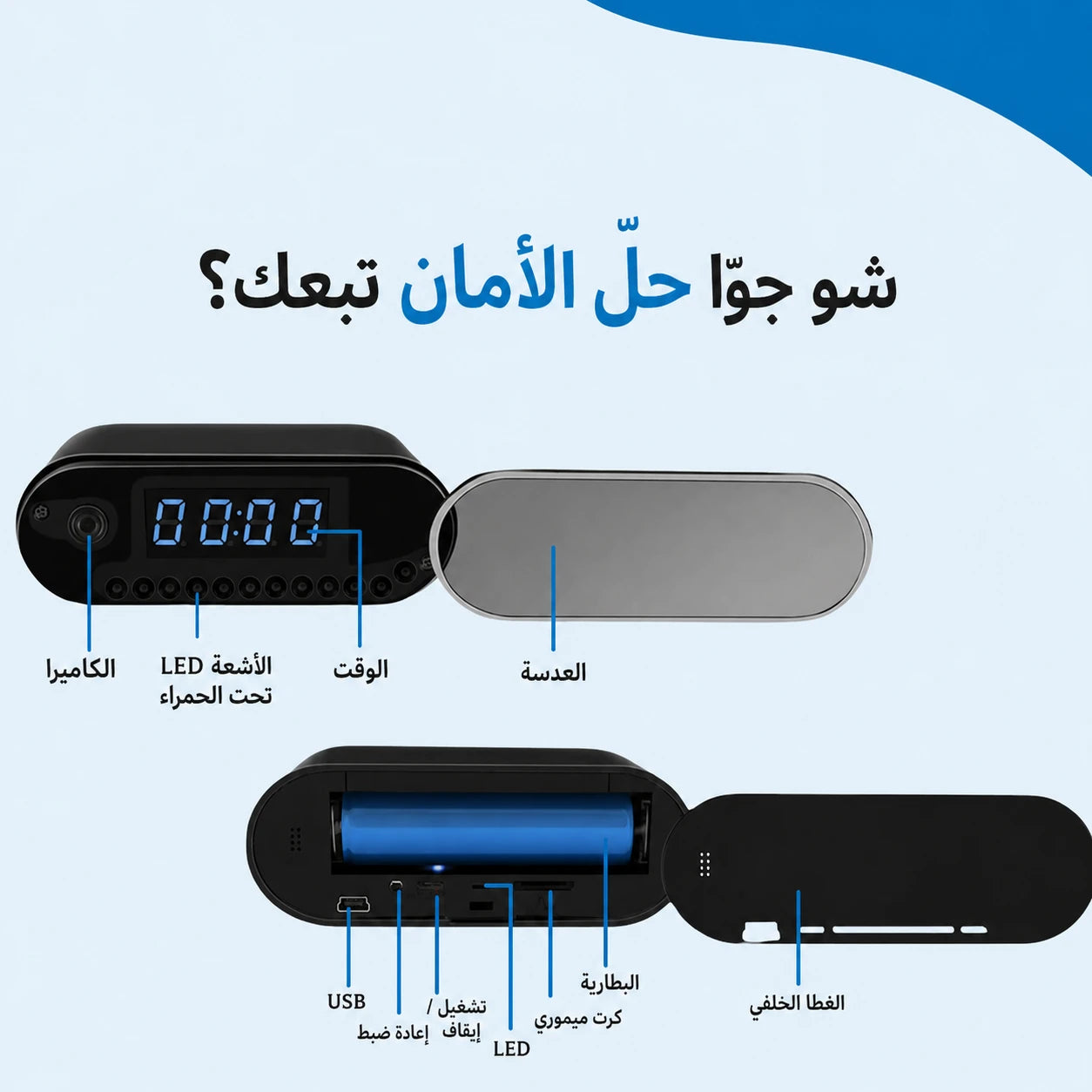 كاميرا الساعة المخفية 4K — راقب بيتك من أي مكان