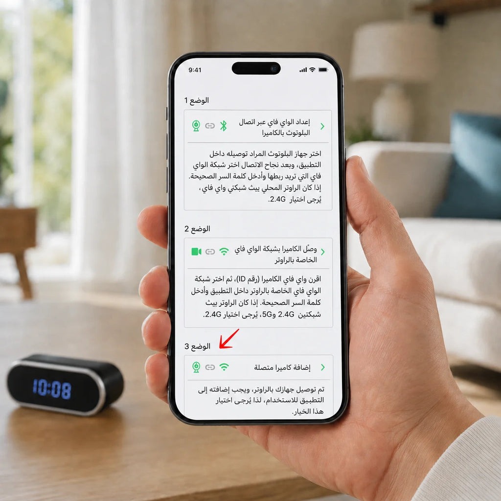 كاميرا الساعة المخفية 4K — راقب بيتك من أي مكان